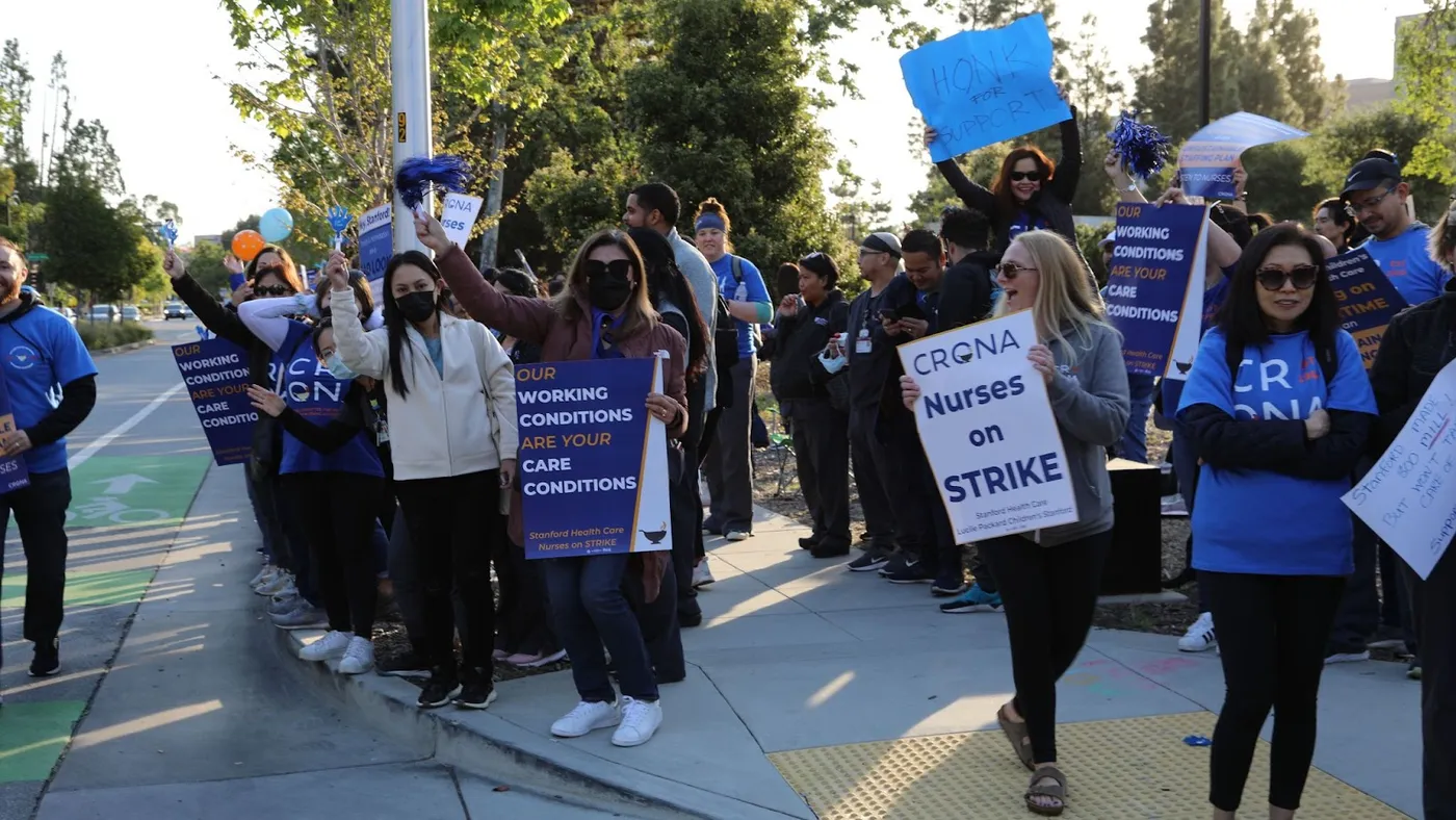 Stanford nurses walked off the job April 25 in a bid for better staffing and other measures in new contracts.