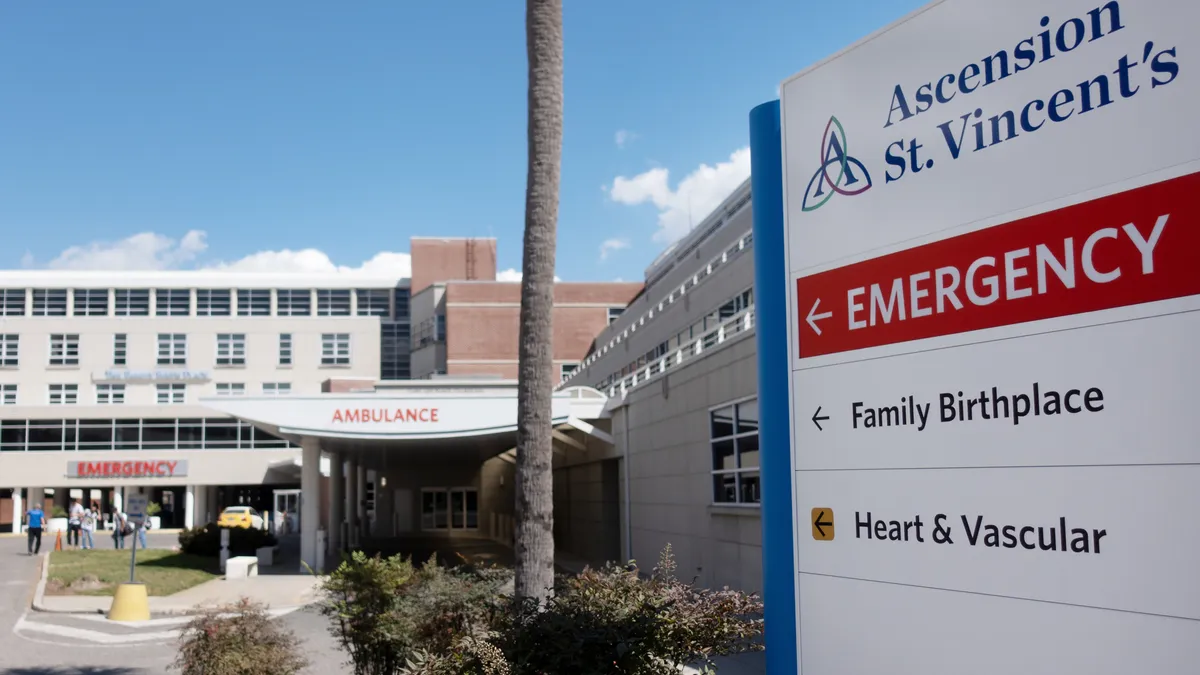 A view of Ascension St. Vincent's Riverside Hospital sign.