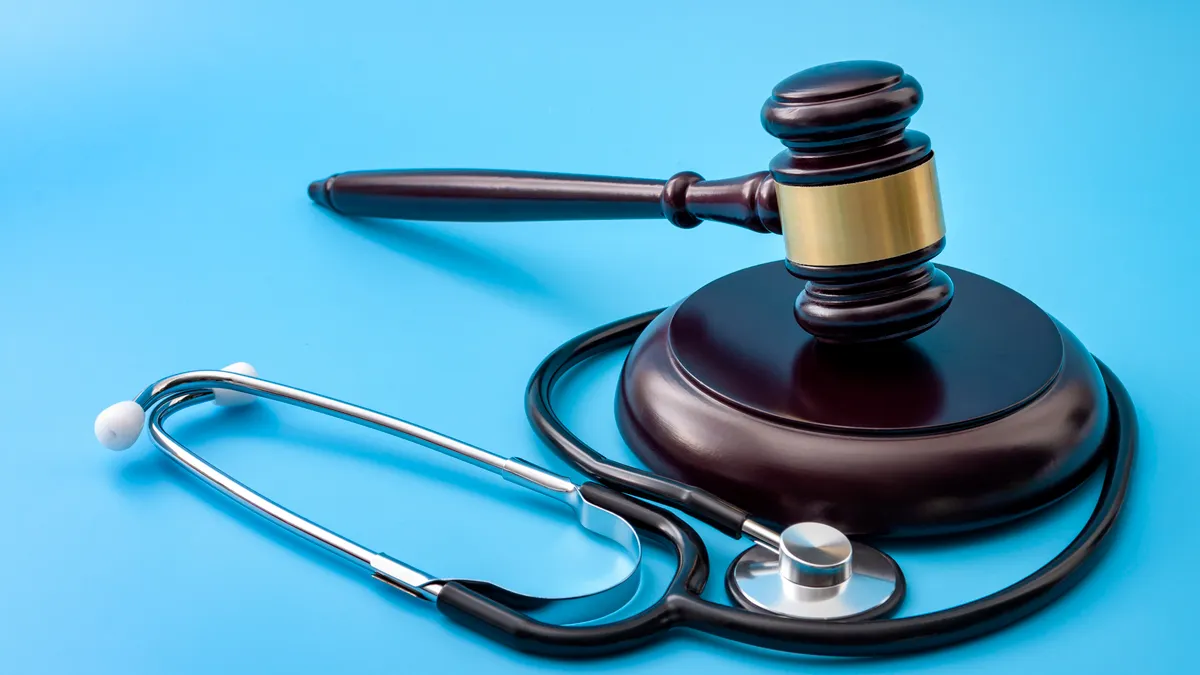 An image of a gavel and stethoscope.